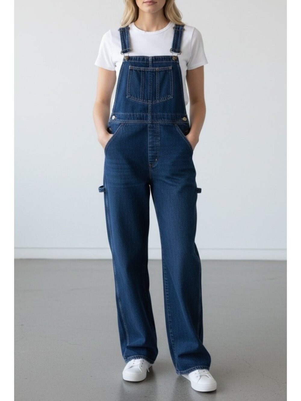 LA ROSE Vintage Denim Overalls Girls Size 11/12 Wide Leg Blue Jeans